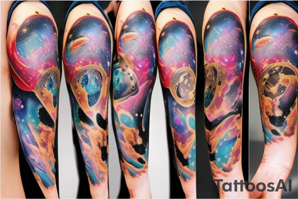 Space black hole blackhole stars interstellar planets detailed colorful tattoo idea