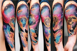 Space black hole blackhole stars interstellar planets detailed colorful tattoo idea