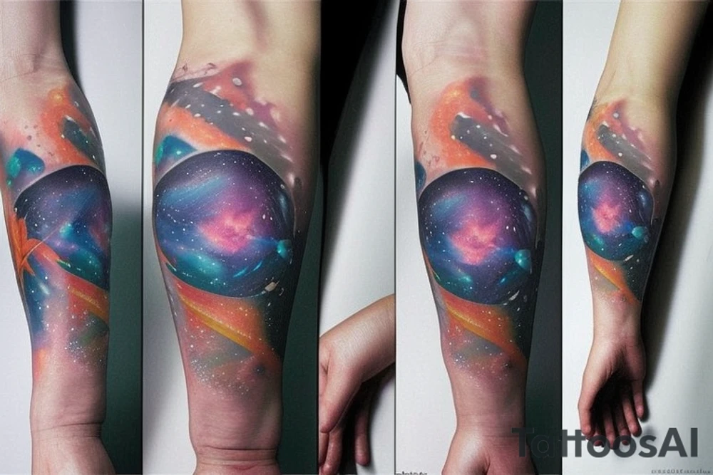 Space black hole blackhole stars interstellar planets detailed colorful tattoo idea