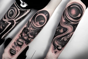 Space black hole blackhole stars interstellar planets detailed colorful tattoo idea