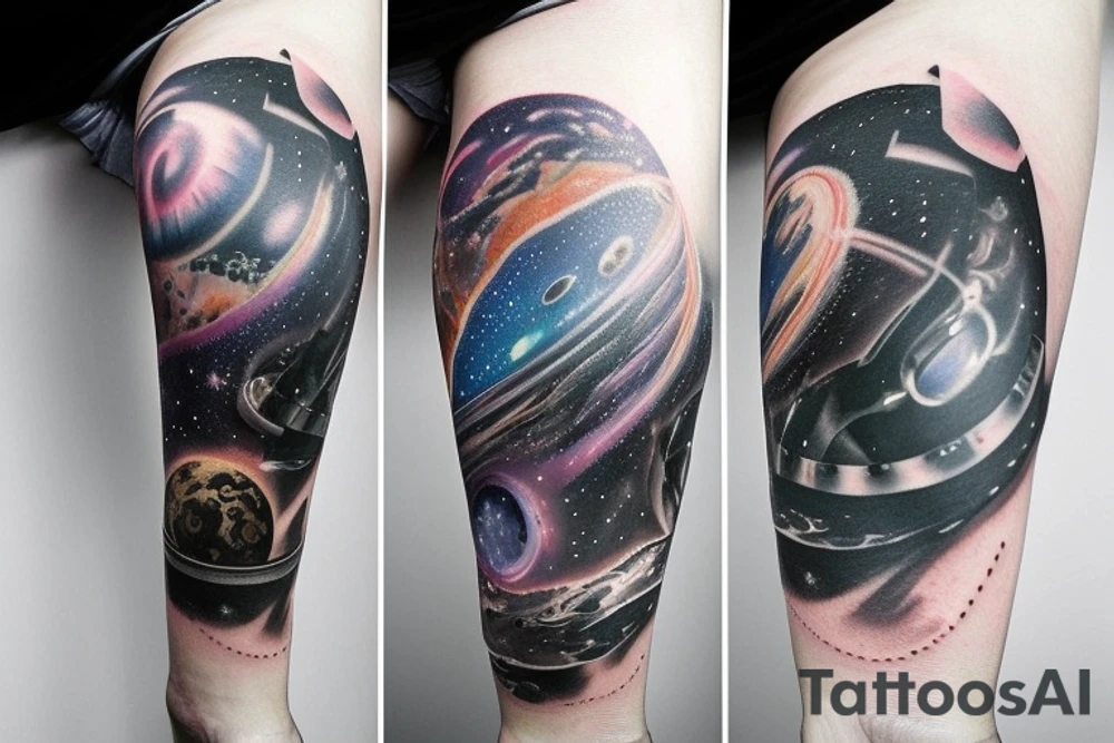Space black hole blackhole stars interstellar planets detailed colorful tattoo idea