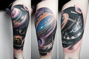 Space black hole blackhole stars interstellar planets detailed colorful tattoo idea