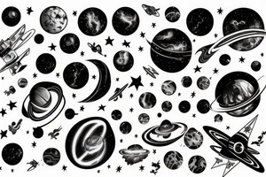 Space black hole blackhole stars interstellar planets detailed colorful tattoo idea