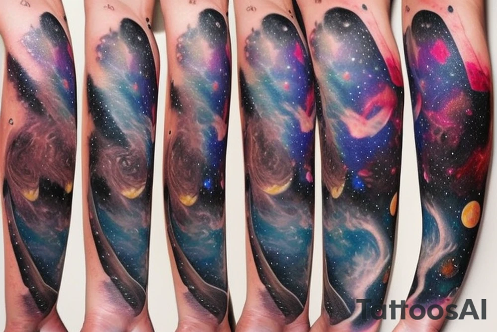 Space black hole blackhole stars interstellar planets detailed colorful tattoo idea