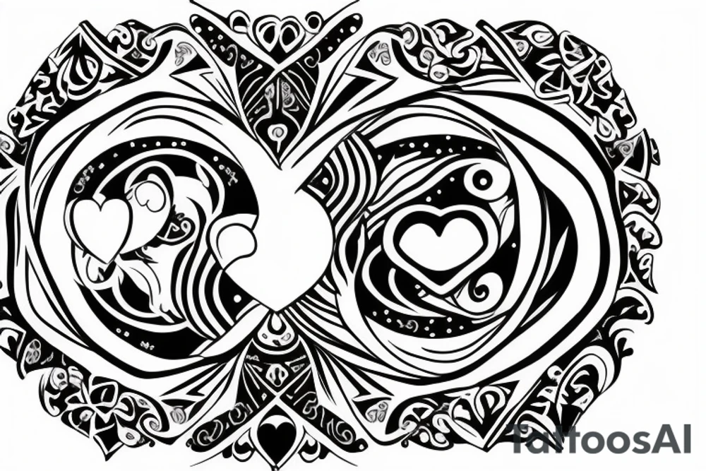 two hands holding a heart wearing a crown inside the heart is a yin yang symbol tattoo idea