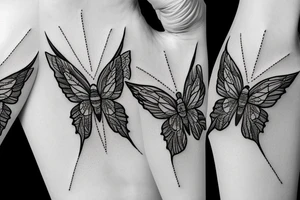 Fire water eye triangles butterfly tattoo idea