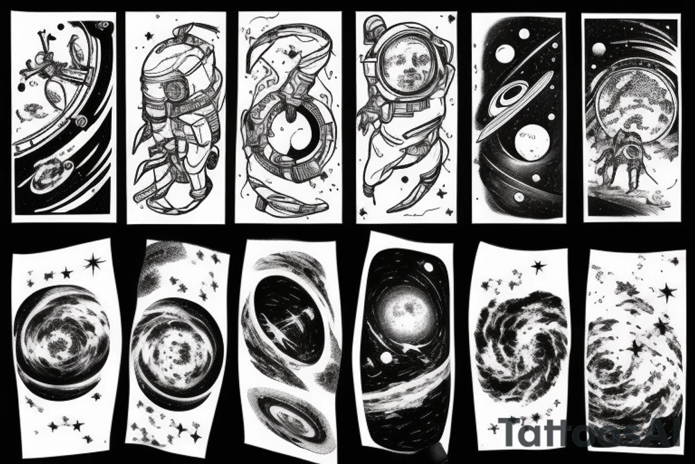 Space black hole blackhole stars interstellar planets detailed colorful tattoo idea