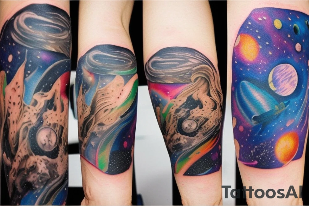 Space black hole blackhole stars interstellar planets detailed colorful tattoo idea