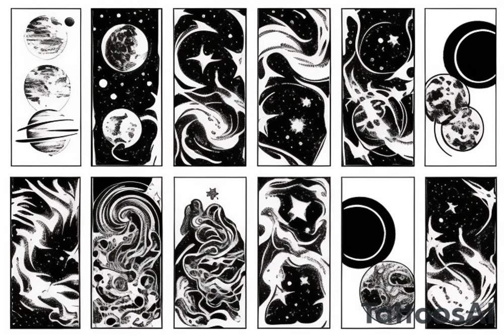 Space black hole blackhole stars interstellar planets detailed colorful tattoo idea