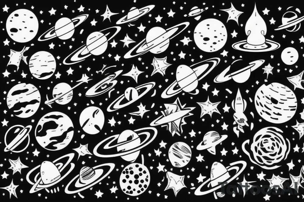 Space black hole blackhole stars interstellar planets detailed colorful tattoo idea
