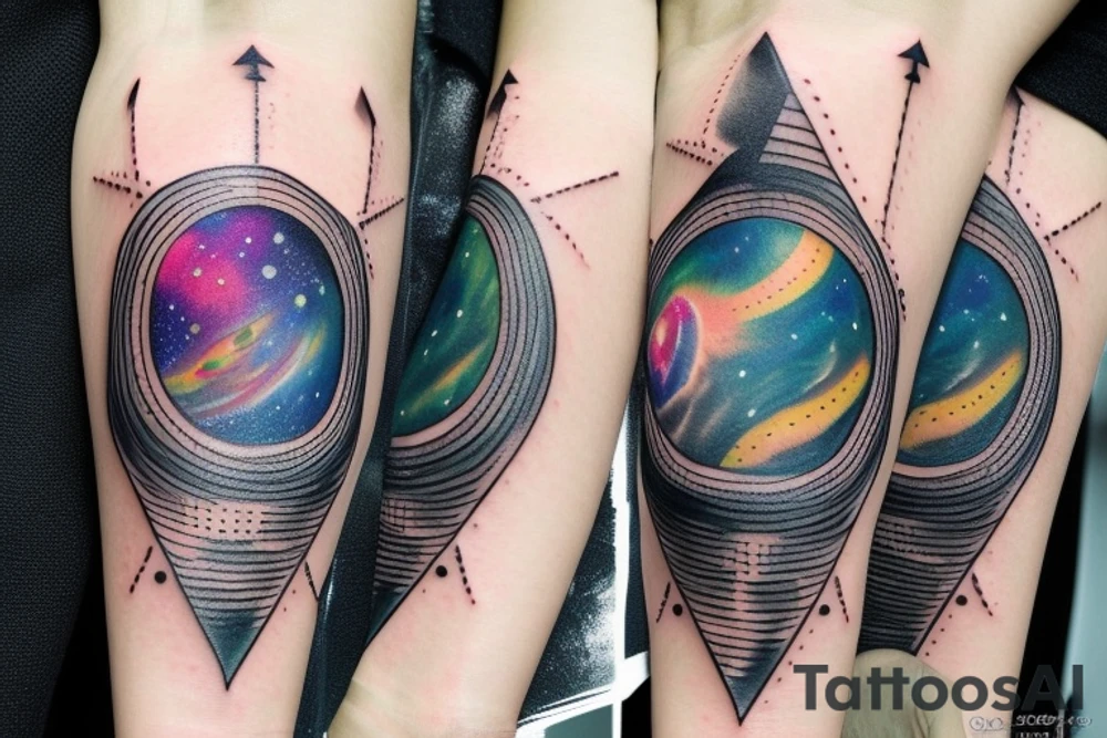 Space black hole blackhole stars interstellar planets detailed colorful tattoo idea