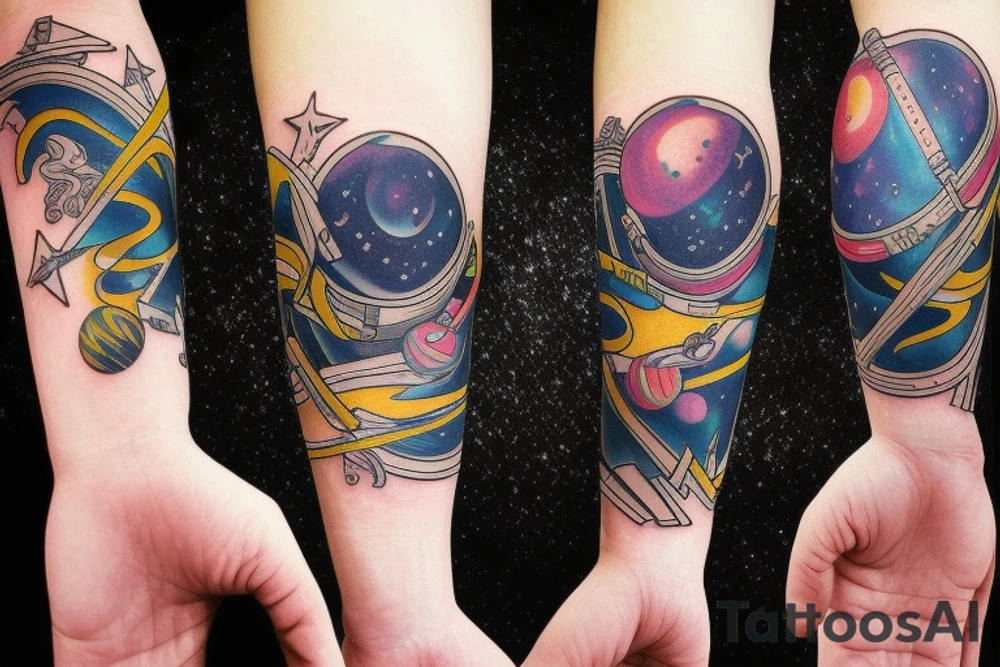 Space black hole blackhole stars interstellar planets detailed colorful tattoo idea