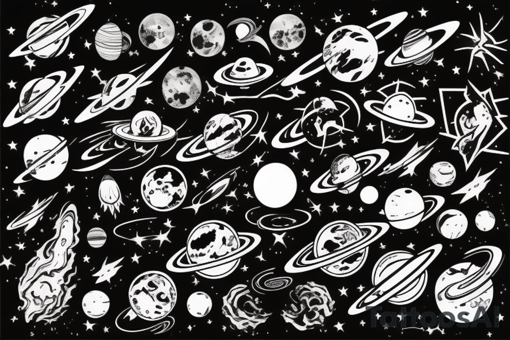 Space black hole blackhole stars interstellar planets detailed colorful tattoo idea