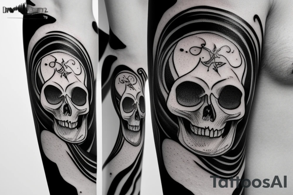 Skull hourglass black and white spiral momento mori tattoo idea Skull hourglass black and white spiral momento mori tattoo idea