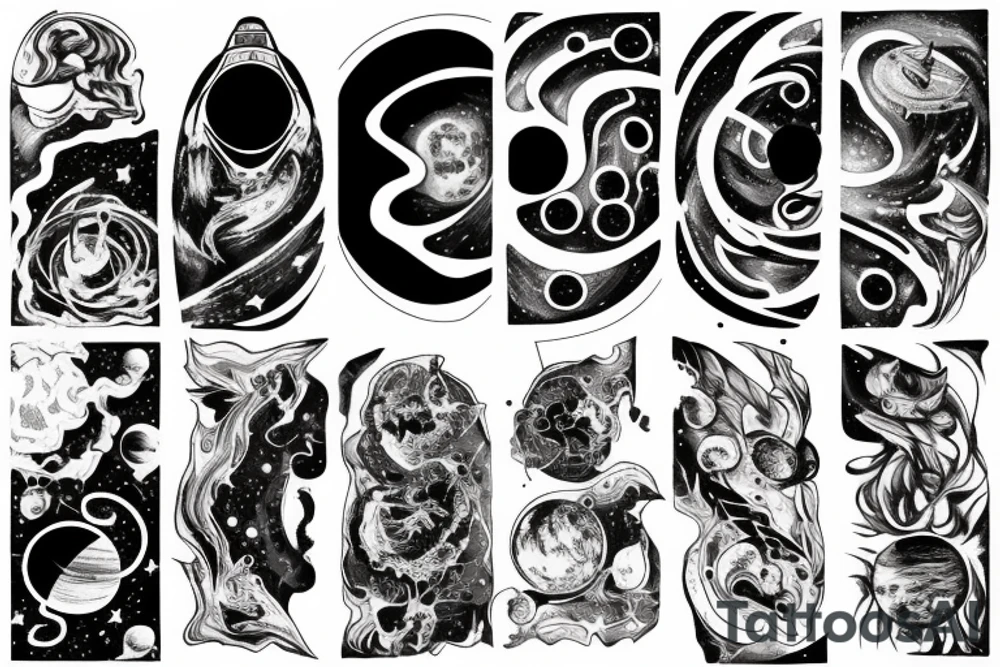 Space black hole blackhole stars interstellar planets detailed colorful tattoo idea