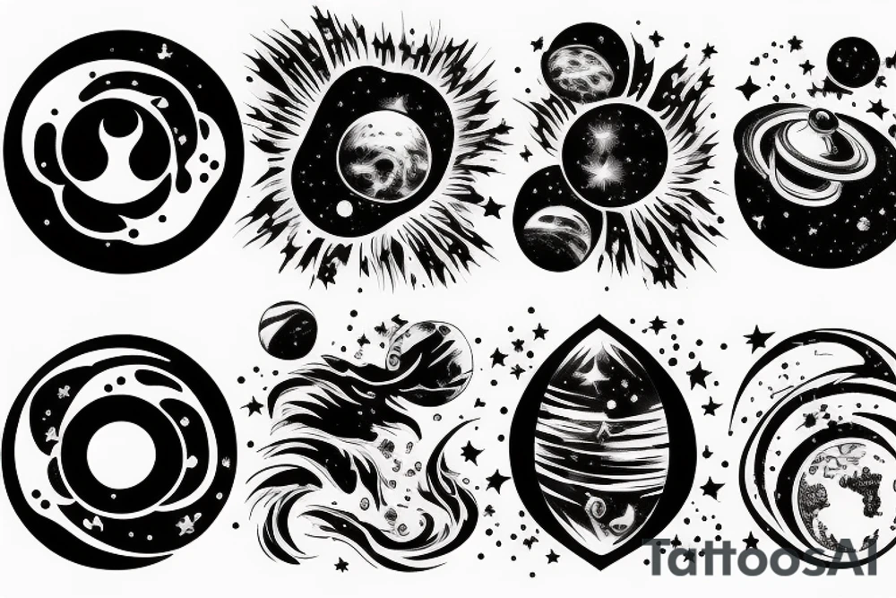 Space black hole blackhole stars interstellar planets detailed colorful tattoo idea