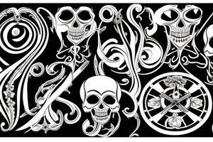 Skull hourglass black and white spiral momento mori tattoo idea