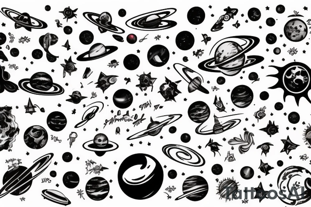 Space black hole blackhole stars interstellar planets detailed colorful tattoo idea