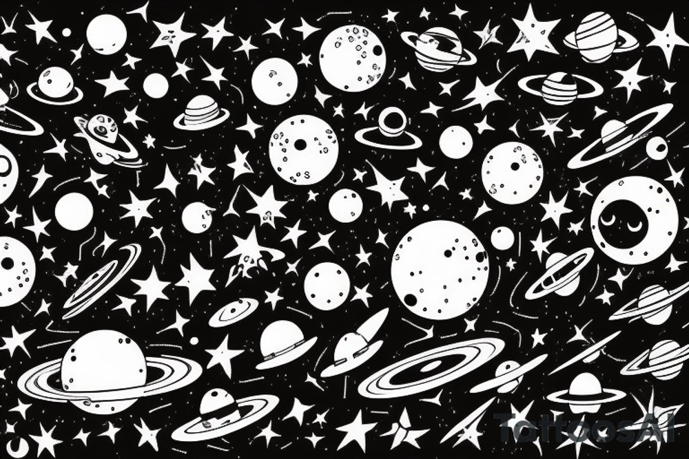 Space black hole blackhole stars interstellar planets detailed colorful tattoo idea