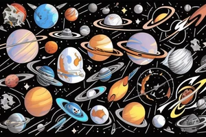 Space  blackhole stars interstellar planets detailed colorful sci-fi tattoo idea