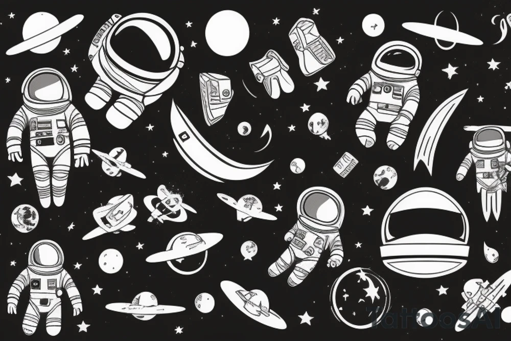 An astronaut floating in space tattoo idea
