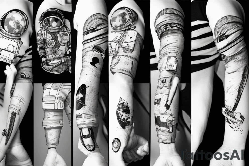 An astronaut floating in space tattoo idea