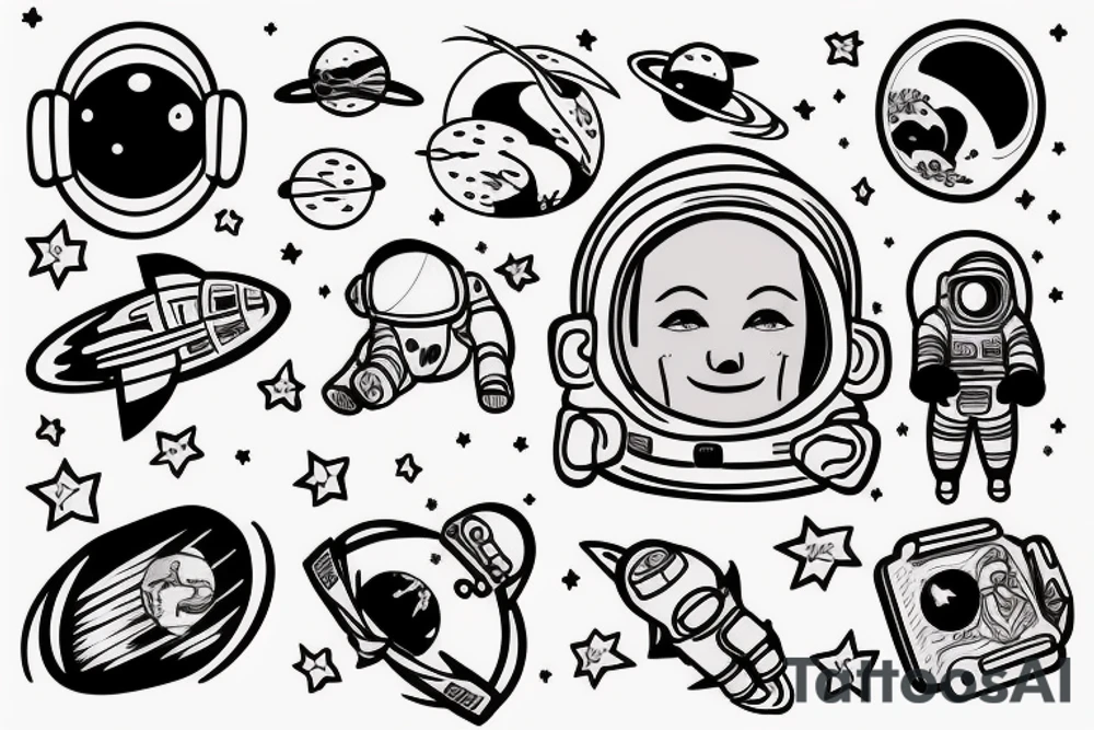 An astronaut floating in space tattoo idea