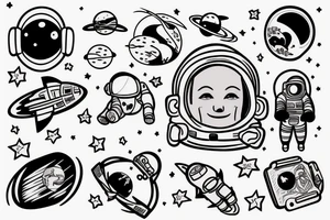 An astronaut floating in space tattoo idea