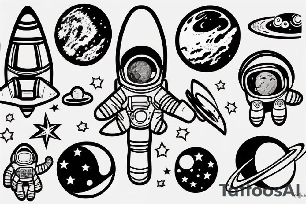 An astronaut floating in space tattoo idea