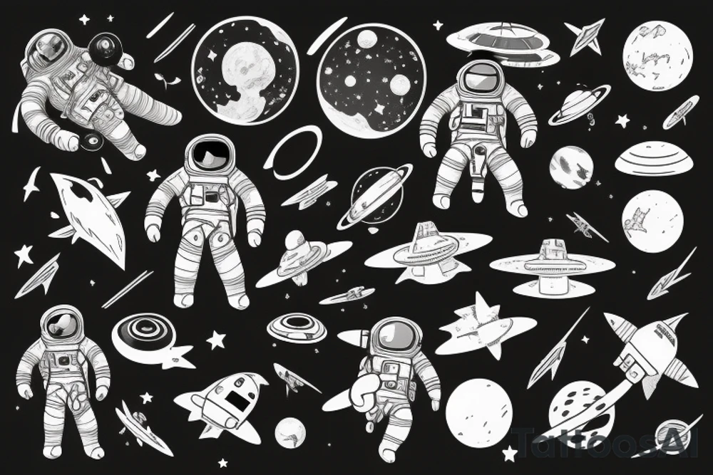 An astronaut floating in space tattoo idea
