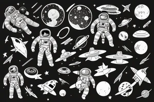 An astronaut floating in space tattoo idea