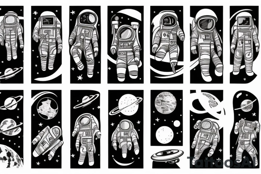 An astronaut floating in space tattoo idea