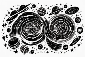 Space  black_hole stars interstellar planets detailed colorful fantasy magical accretion disk tattoo idea