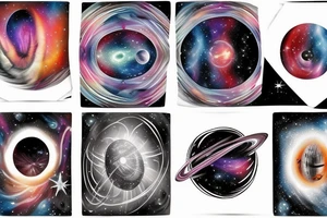 Space  blackhole stars interstellar planets detailed colorful fantasy magical accretion disk tattoo idea