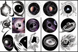 Space  blackhole stars interstellar planets detailed colorful fantasy magical accretion disk tattoo idea