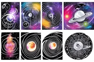 Space  blackhole stars interstellar planets detailed colorful fantasy magical accretion disk tattoo idea