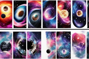 Space  blackhole stars interstellar planets detailed colorful fantasy magical accretion disk tattoo idea