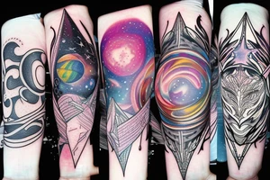 Space  blackhole stars interstellar planets detailed colorful fantasy magical quasar tattoo idea