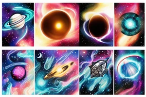 Space  blackhole stars interstellar planets detailed colorful fantasy magical quasar tattoo idea