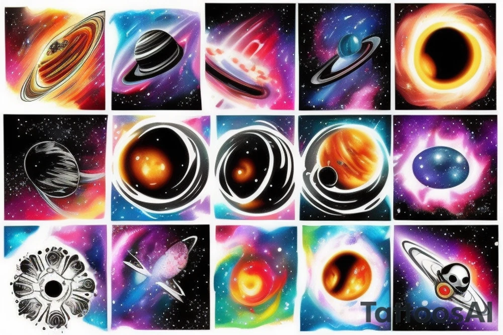 space blackhole colorful tattoo idea