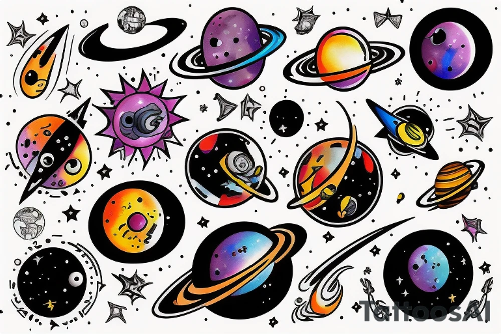 space blackhole colorful tattoo idea