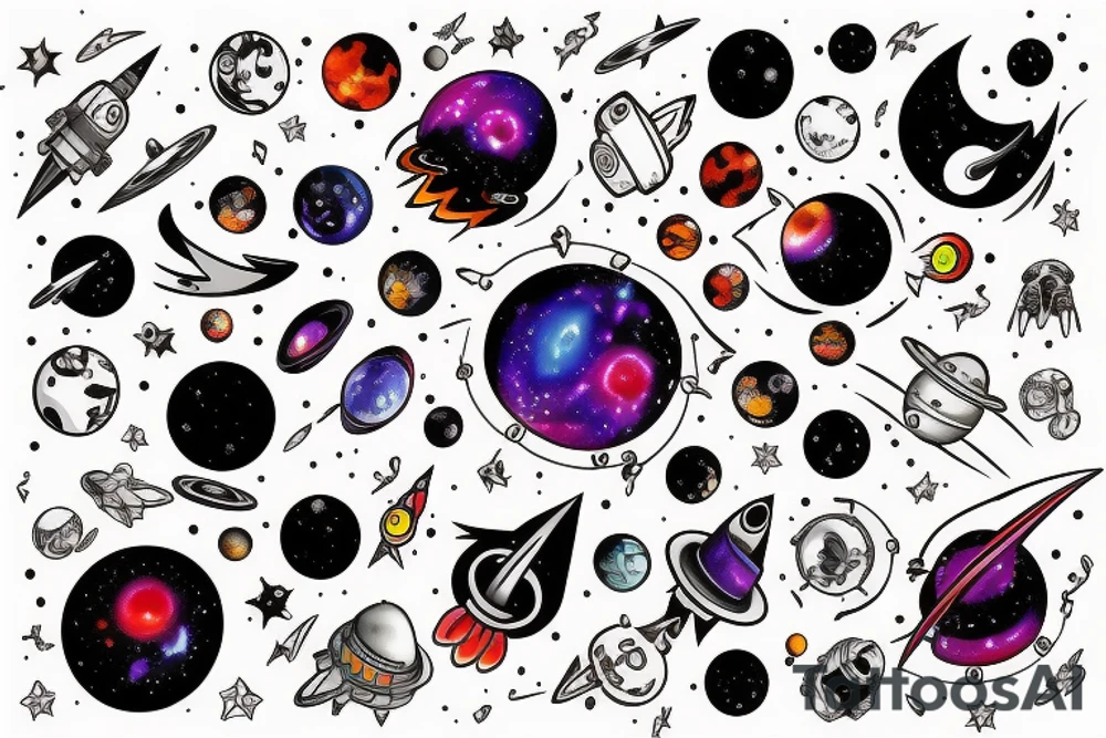 space blackhole colorful tattoo idea