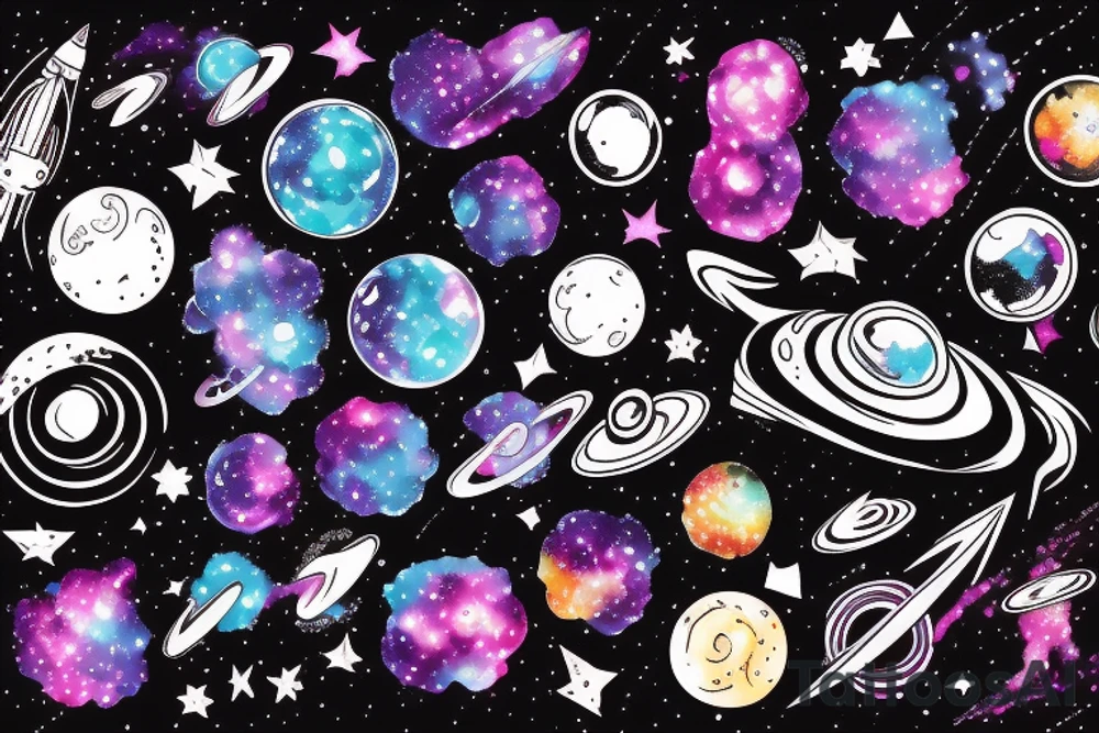 space blackhole colorful galaxy nebula tattoo idea