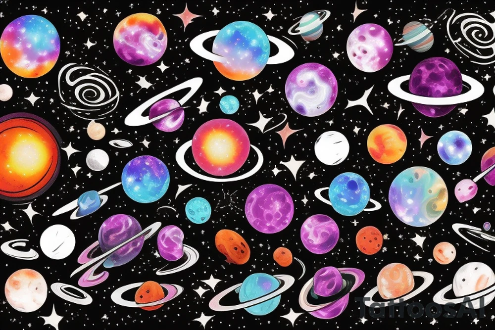 space blackhole colorful galaxy nebula tattoo idea