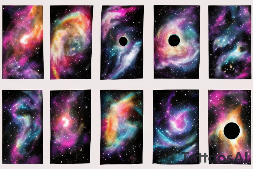 space blackhole colorful galaxy nebula tattoo idea
