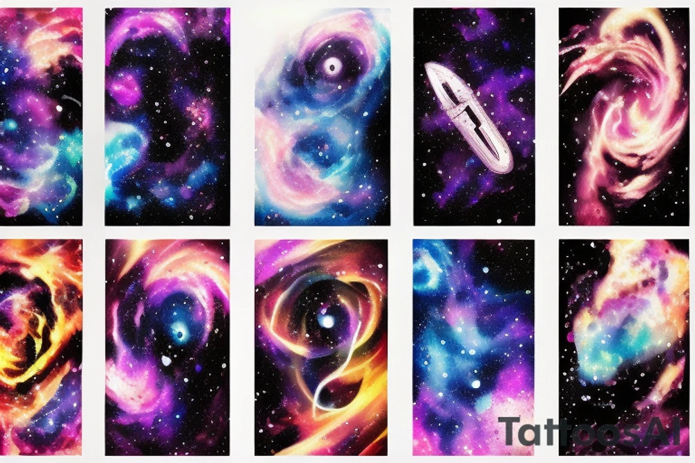 space blackhole colorful galaxy nebula blast tattoo idea