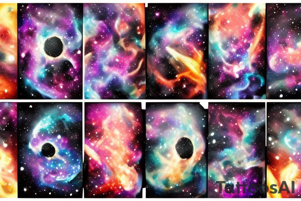 space blackhole colorful galaxy nebula blast tattoo idea