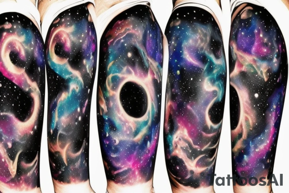 space blackhole colorful galaxy nebula blast tattoo idea
