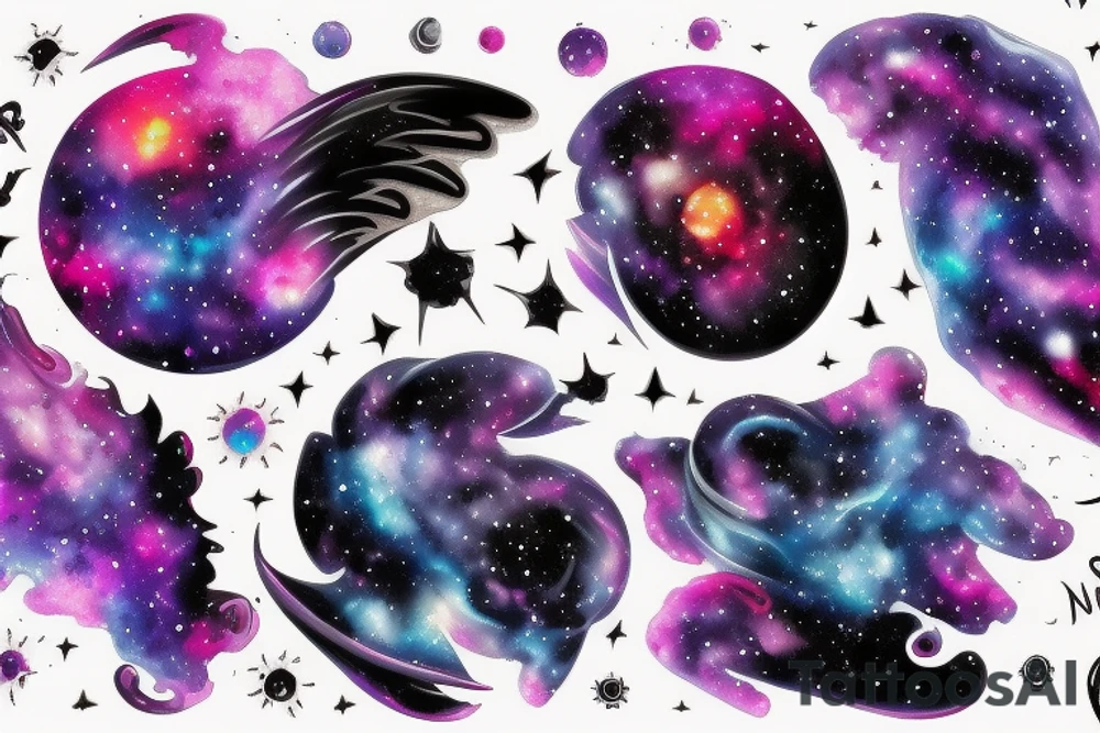 space blackhole colorful galaxy nebula blast tattoo idea