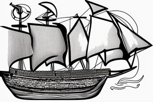 old diagram of sailing ship from centuries ago tattoo idea